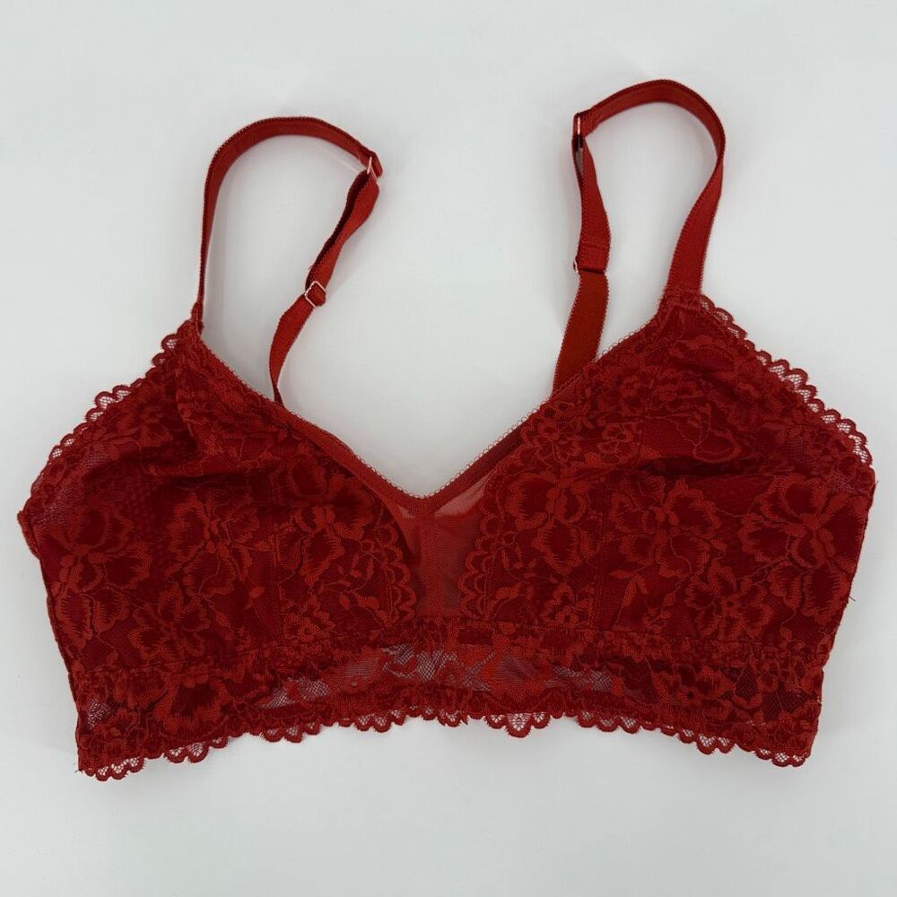 Savage X Fenty Burnt Orange‎ Lace Bralette Bra Wireless Longline Woman Size 1X